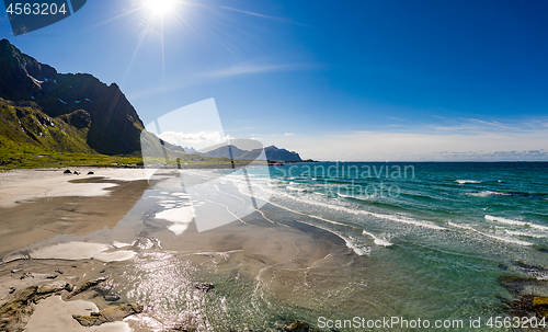 Image of Lofoten archipelago islands beach