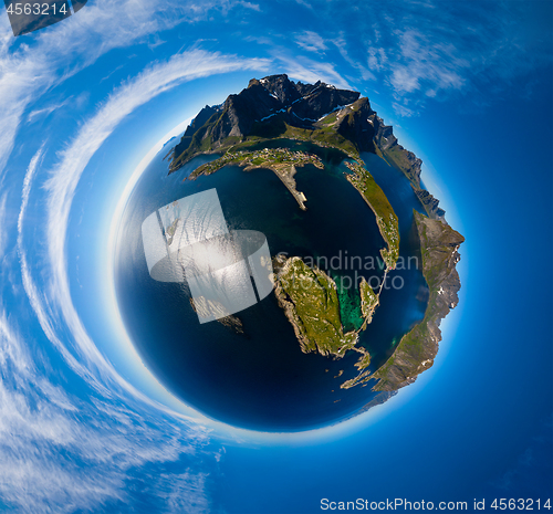 Image of Mini planet Lofoten is an archipelago in the county of Nordland,