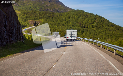 Image of VR Caravan car travels on the highway.