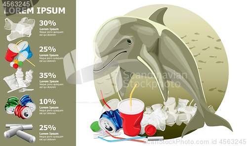 Image of Environment Pollution Illustration And Dolphin