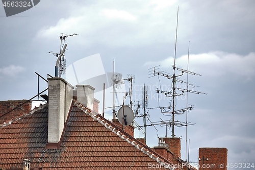 Image of Antennas on a roof