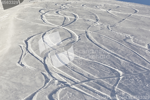 Image of Ski Slope with Fresh Curves