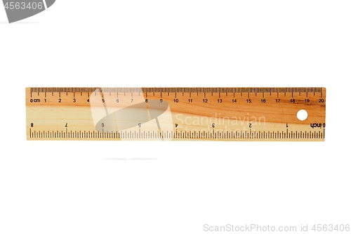 Image of Wooden ruler on white