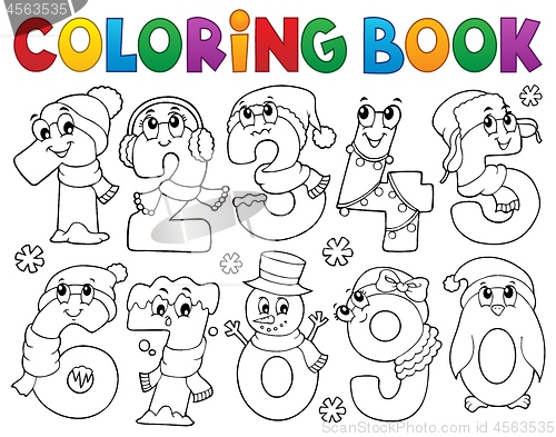 Image of Coloring book winter numbers set 1