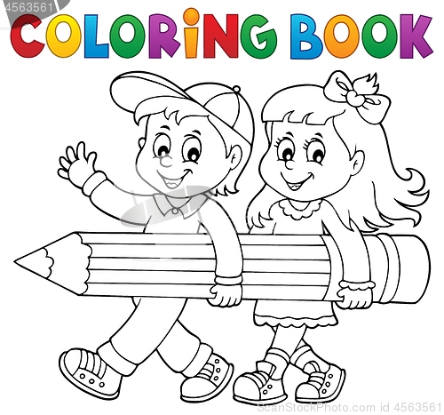 Image of Coloring book children holding pencil