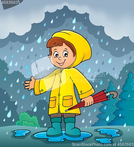 Image of Girl in rainy weather theme image 2