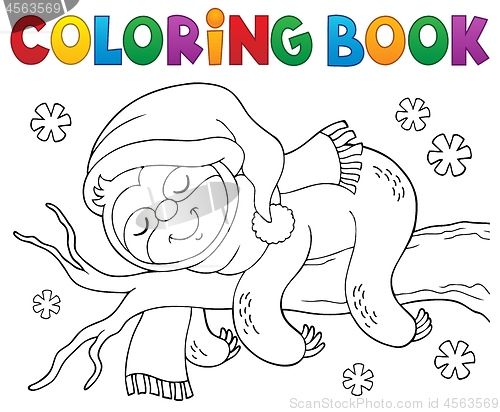 Image of Coloring book winter sloth theme 1