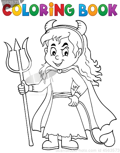 Image of Coloring book girl in devil costume 1