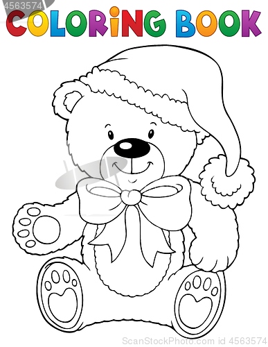 Image of Coloring book Christmas teddy bear topic