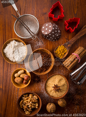 Image of Christmas baking ingredient and spices