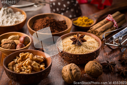 Image of Christmas baking ingredient and spices