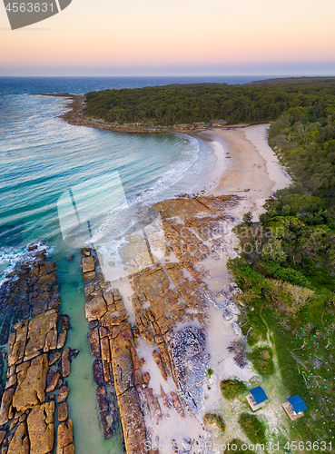 Image of Beach panorama at dusk 