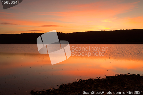 Image of Beautiful red sunset across the Blue Mountains and lakes