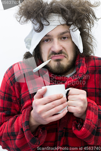 Image of Man with flu and fever