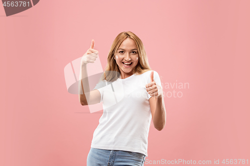 Image of The happy business woman standing and smiling