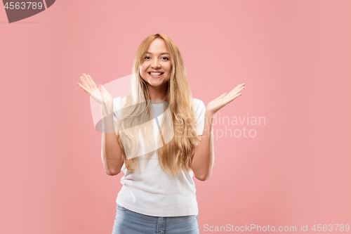 Image of The happy business woman standing and smiling