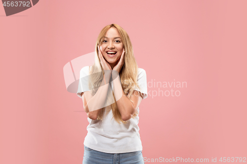 Image of The happy business woman standing and smiling
