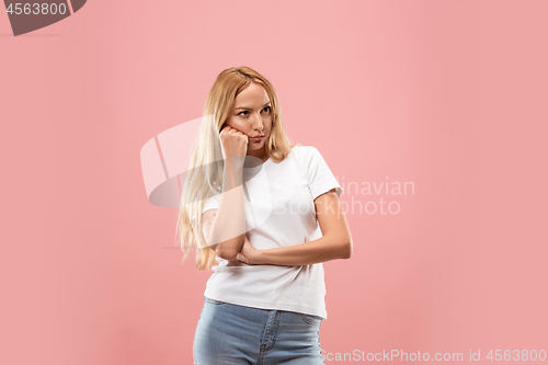 Image of Beautiful bored woman bored