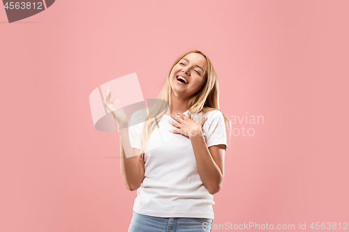 Image of The happy business woman standing and smiling