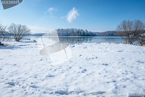 Image of Lake Osterseen Bavaria Germany winter scenery