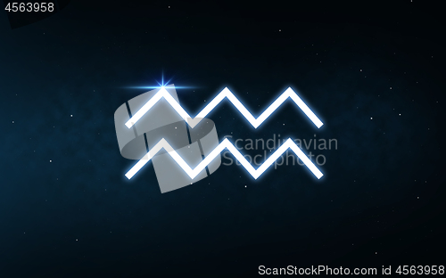 Image of aquarius sign of zodiac over night sky and stars