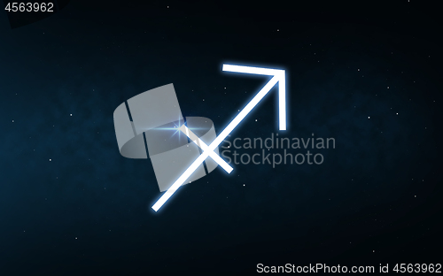 Image of sagittarius zodiac sign over night sky and stars