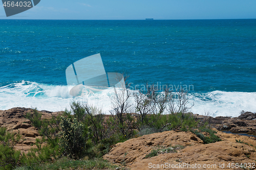 Image of Beautiful azure sea and the rocky beach