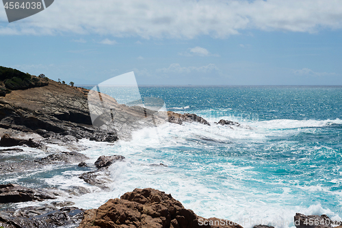 Image of Beautiful azure sea and the rocky beach