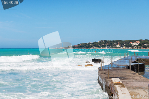 Image of Beautiful azure sea and the rocky beach