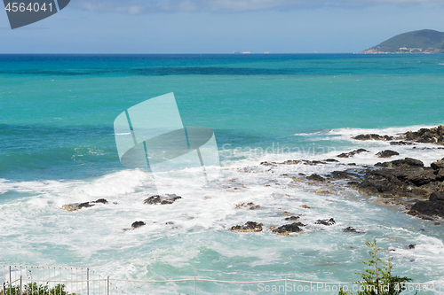 Image of Beautiful azure sea and the rocky beach