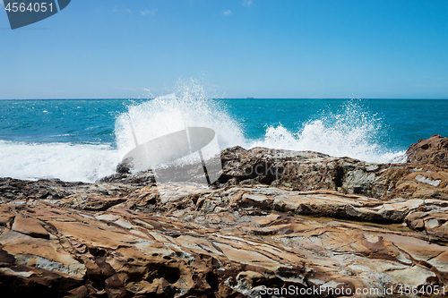 Image of Storm on the sea. Rocky beach, Tyrrhenian sea