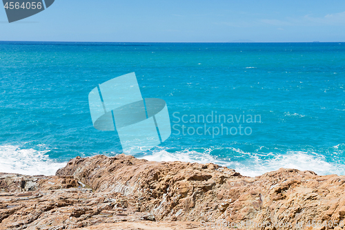 Image of Storm on the sea. Rocky beach, Tyrrhenian sea