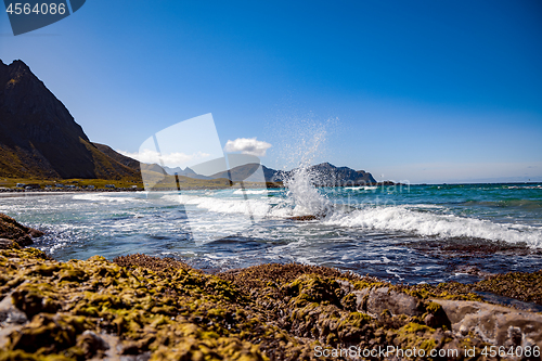 Image of Lofoten archipelago islands beach