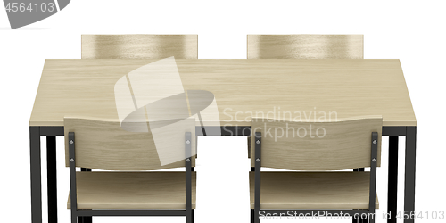 Image of Wood dining table and chairs
