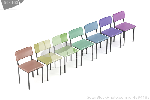 Image of Row with colorful chairs