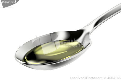 Image of Silver spoon with olive oil