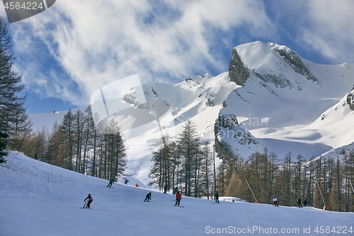 Image of Skiing slopes in the high mountains