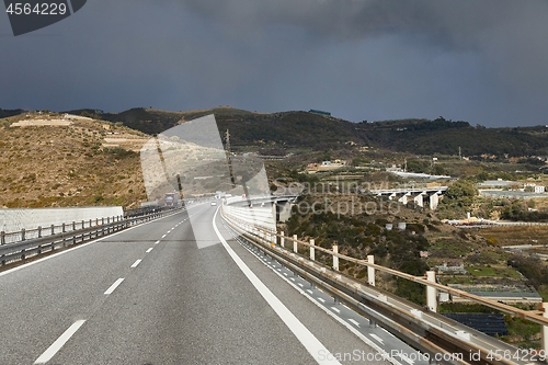 Image of Highway in hilly landscape