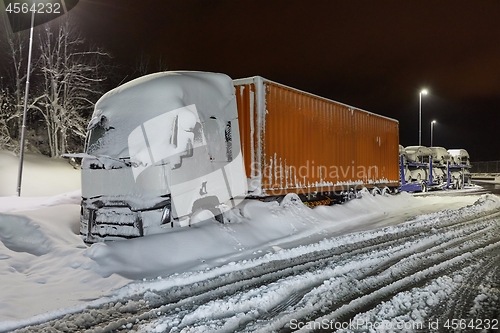 Image of Cargo Truck In Snow