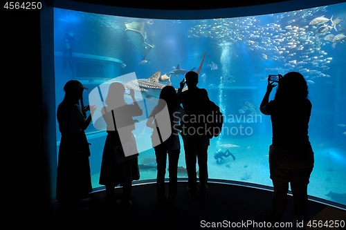 Image of Marine aquarium with visitor silhouettes