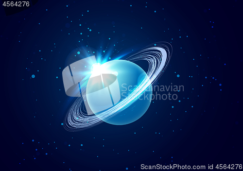 Image of Planet Uranus in space background with star. The planet in astrology is responsible for modern technologies and innovations. Vector