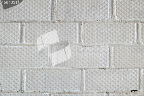 Image of Background of white brick wall pattern texture.