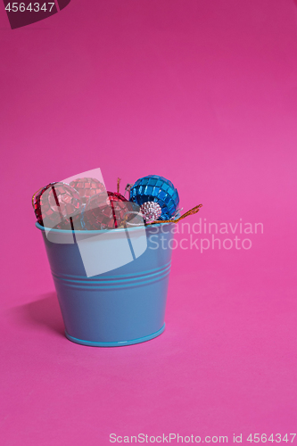 Image of Christmas toys in bucket
