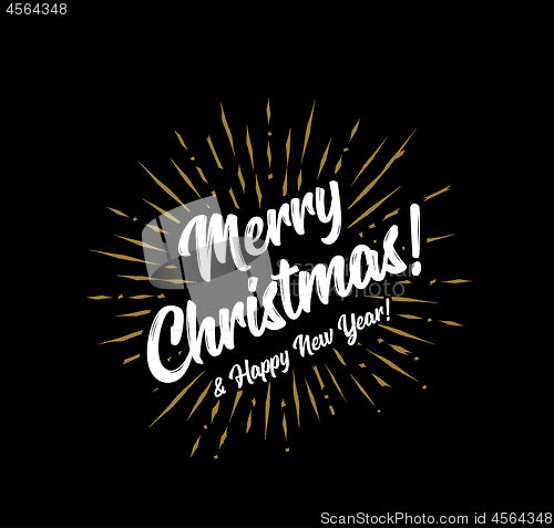 Image of Merry christmas and happy new year with sunbursts light. Vector