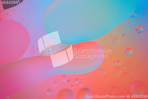 Image of Red, pink and blue abstract background picture made with oil, water and soap