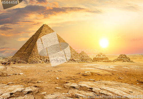 Image of Egyptian pyramids in desert