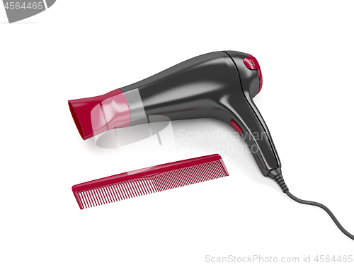 Image of Hair dryer and comb