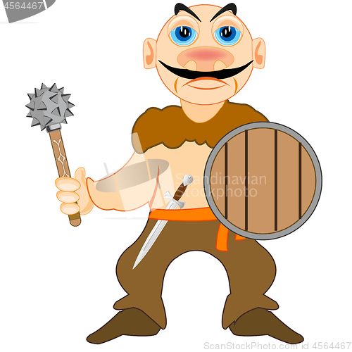 Image of Medieval warrior barbarian on white background is insulated