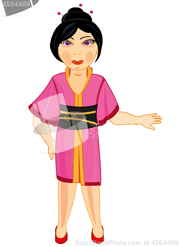 Image of Making look younger asiatic girl in cloth kimono