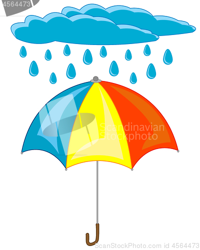 Image of Rain and umbrella on white background is insulated